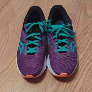 Saucony Purple Sneakers with Teal and Orange Accents
